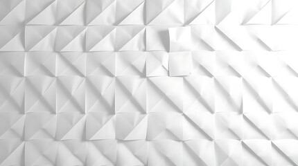 Geometric white paper background with folded triangles and pyramid shapes, creating a modern and abstract texture for design and presentation isolated on white background