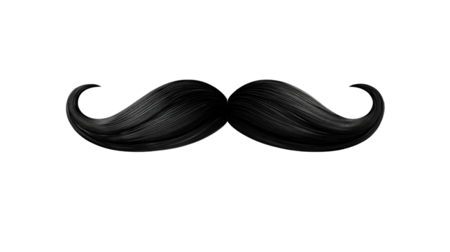 A stylized, dark mustache