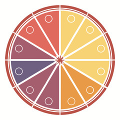 Color grade wheel round sign on a white background