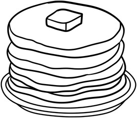 Pancakes Breakfast Vector Outline Line Art Drawing