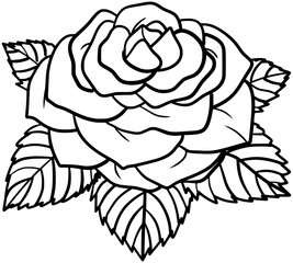 Oklahoma Rose Vector Outline Line Art Drawing