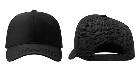Black baseball cap, front and back view (1)