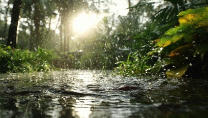 Lush rainforest after rain