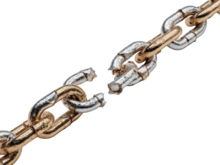 Broken metal chain on black background