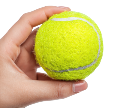 Tennis ball held in hand