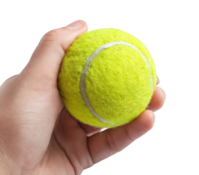 Hand holding a tennis ball