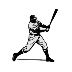 Vector art of baseball player swinging bat