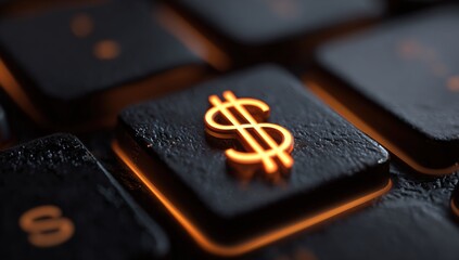 Close-up of glowing dollar sign key (2)