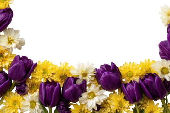 Colorful floral border on black background
