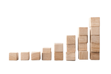 Wooden blocks stacked in a rising graph