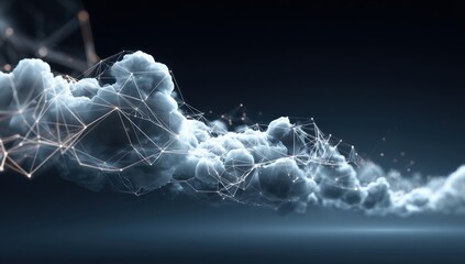 Abstract digital clouds with connecting lines