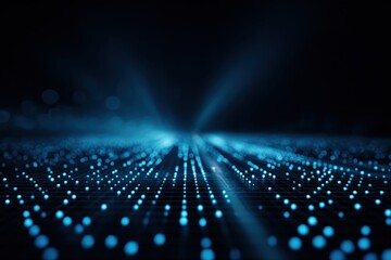 Abstract digital landscape of glowing blue dots