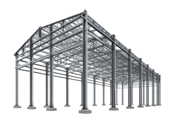 Industrial Steel Structure Framework: Modern Construction Blueprint isolated on a transparent background