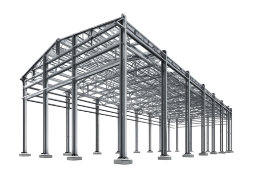 Industrial Steel Structure Framework: Modern Construction Blueprint isolated on a transparent background