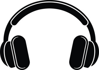 Black headphone vector icon.