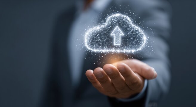 Hand holding a digital cloud upload icon (1)