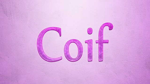 Purple text effect of word Coif on light background.