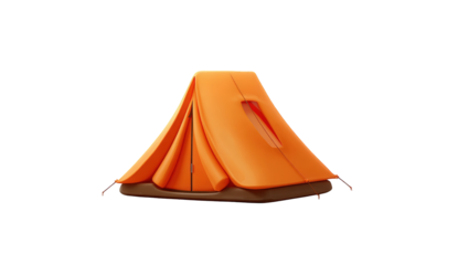 Orange camping tent icon