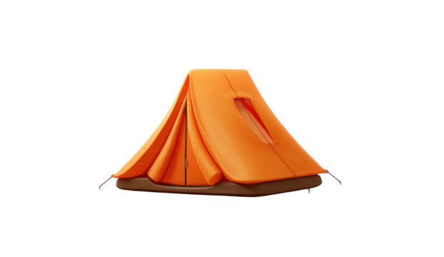 Orange camping tent icon