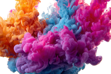 Vibrant ink clouds swirling in water