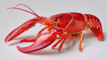 Vivid red lobster on white background