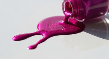 Purple nail polish drips onto white surface