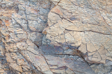 Greenstone / Metamorphic rock. Weathered. Dark-green to red, altered basaltic volcanic rocks. altered to clay minerals.Coyote Point Beach, San Mateo, California. San Francisco Peninsula / Bay
