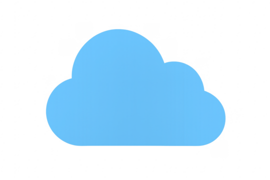 Blue cloud computing icon on transparent background representing data storage