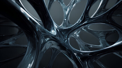 Abstract dark background, futuristic glass structure, 3d render Stock Illustration