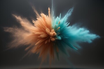 Abstract Explosion of Peach and Teal Powder