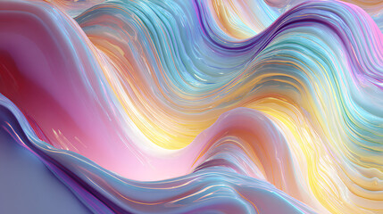 Abstract design, wavy holographic shape, 3d render Stock Illustration