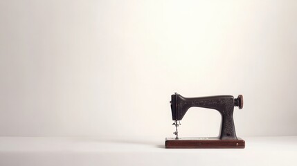 Vintage sewing machine on neutral background showing intricate design