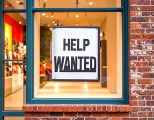 Hiring sign in store window