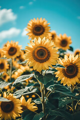 bright and beautiful sunflowers