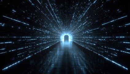 Digital tunnel with luminous portal