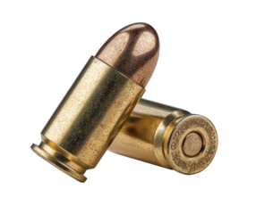 Two metallic cartridges angled