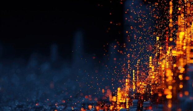 Abstract digital city ablaze