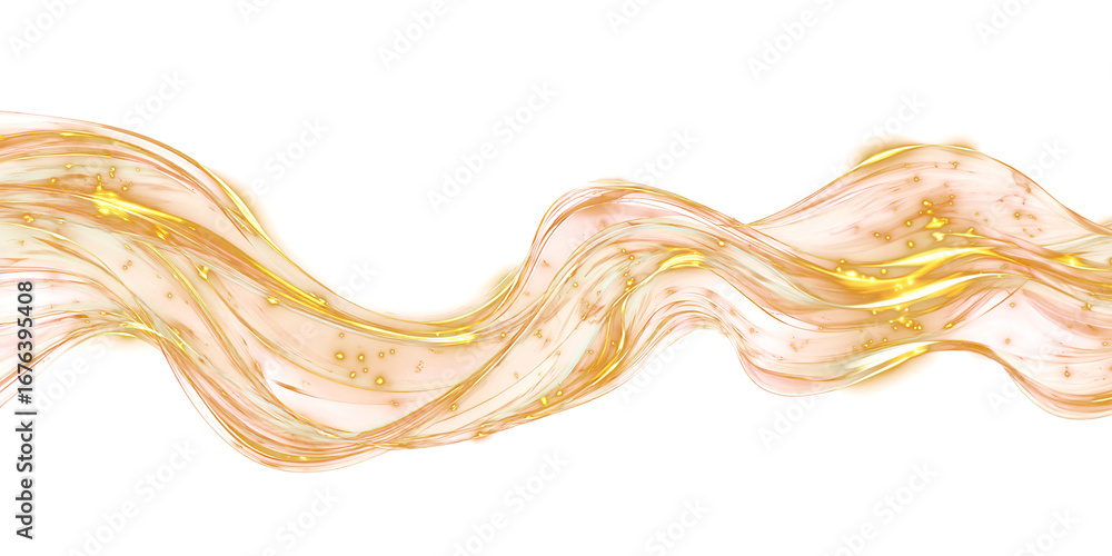 Poster abstract golden wave on transparent background. 3d. luxury banner background. shiny wave. design ele