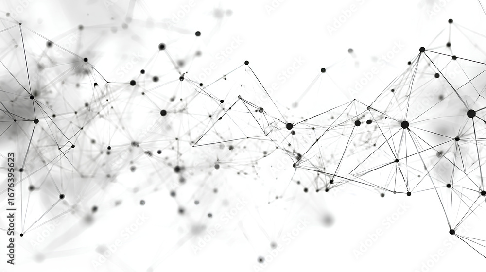 Poster abstract tech network connection dots. digital technology and big data analysis background. white ba
