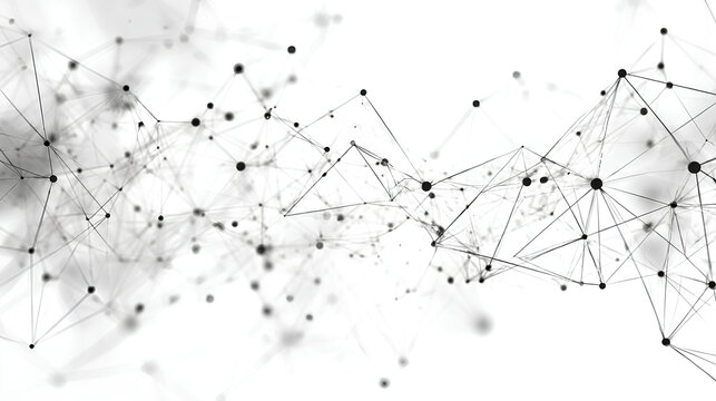 Abstract tech network connection dots. Digital technology and big data analysis background. White background with plexus lines. Geometric background with abstract mesh Stock Vector