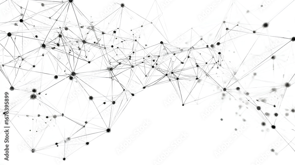 Poster abstract tech network connection dots. digital technology and big data analysis background. white ba