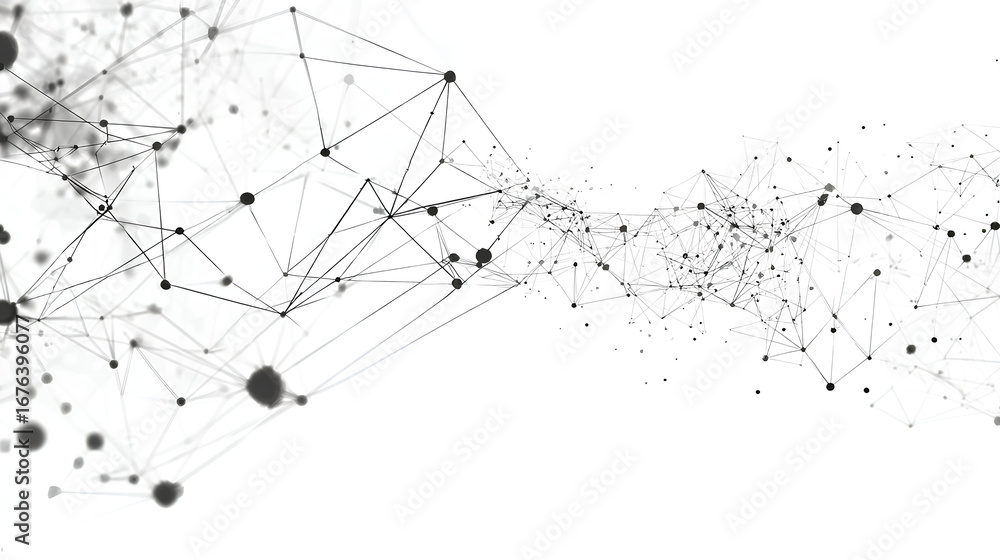 Poster abstract tech network connection dots. digital technology and big data analysis background. white ba