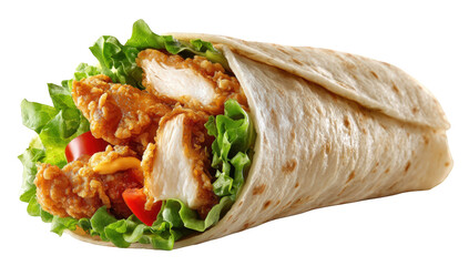 Crispy chicken wrap with fresh greens