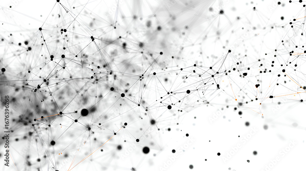 Poster abstract tech network connection dots. digital technology and big data analysis background. white ba