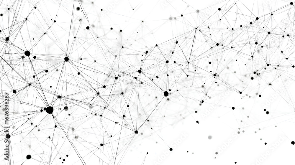 Poster abstract tech network connection dots. digital technology and big data analysis background. white ba