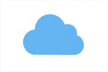 Blue cloud computing icon on transparent background representing data storage