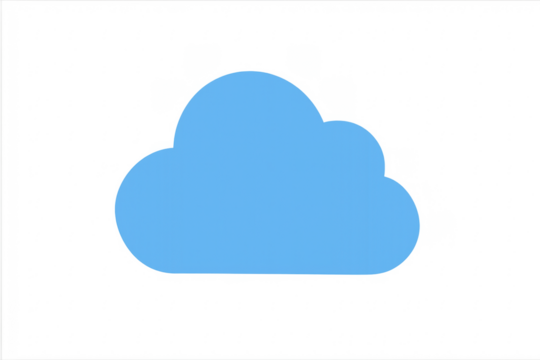 Blue cloud computing icon on transparent background representing data storage