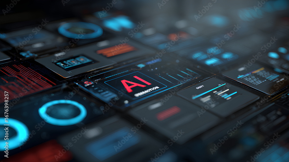Poster ai workflow automation artificial intelligence software interface nodes triggers data tool dashboard