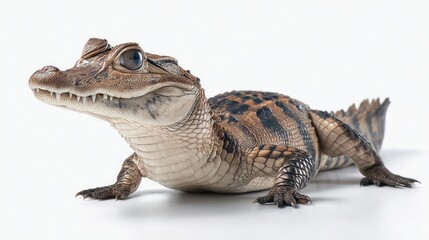 Obraz premium Young crocodile against white background