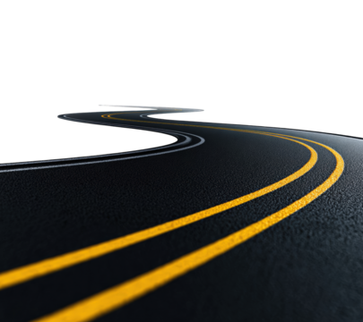 A curving road at night